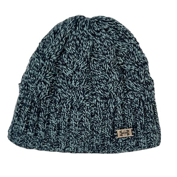 Under Armour Halftime Cable Knit HEATGEAR Teal Green Knit Women's Beanie - Picture 1 of 4
